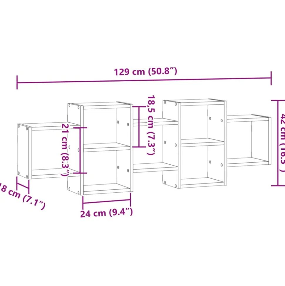 VIDAXL - Étagère murale chêne marron 129x18x42 cm bois d'ingénierie