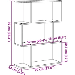 VIDAXL - Étagère séparatrice de pièce 3 niveaux chêne sonoma 70x24x97 cm