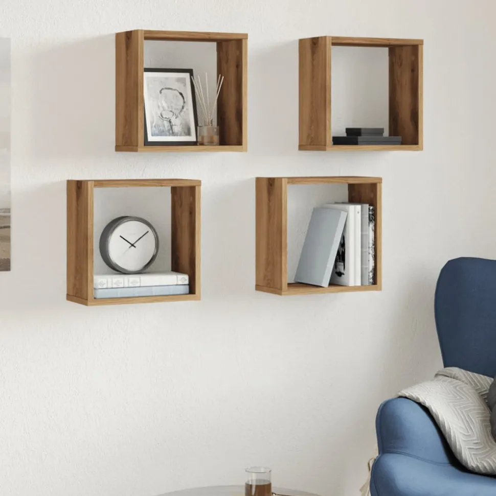VIDAXL - Étagères cube murales 4 pcs chêne artisanal bois d'ingénierie