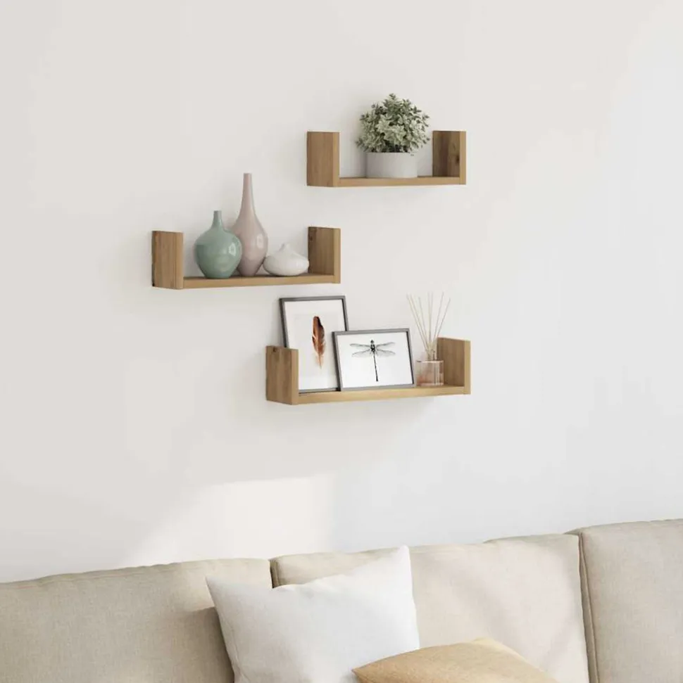 VIDAXL - Étagères murales 3 pcs chêne artisanal bois d'ingénierie