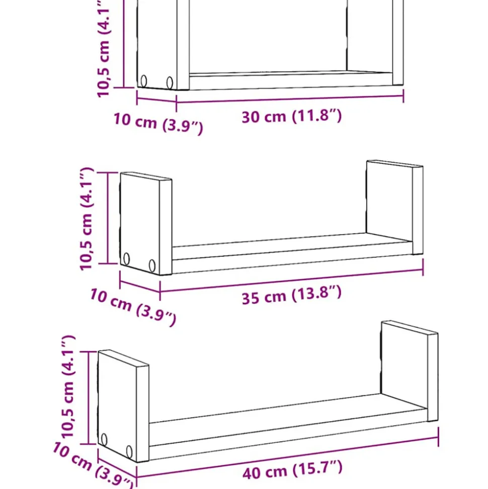 VIDAXL - Étagères murales 3 pcs chêne artisanal bois d'ingénierie