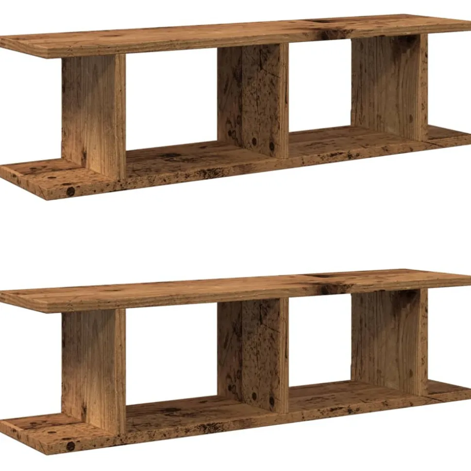 VIDAXL - Étagères murales 2 pcs vieux bois 75x18x20 cm bois d'ingénierie