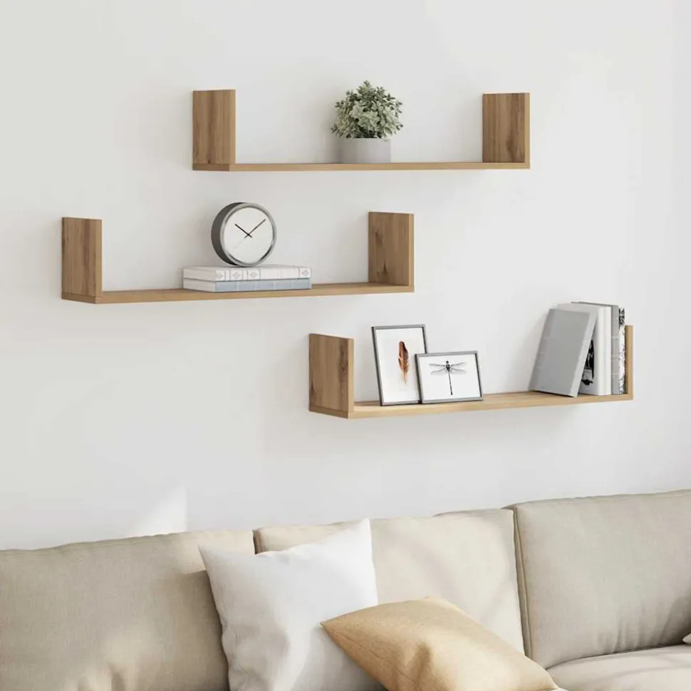 VIDAXL - Étagères murales 3 pcs chêne artisanal bois d'ingénierie