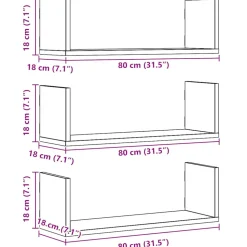 VIDAXL - Étagères murales 3 pcs chêne artisanal bois d'ingénierie
