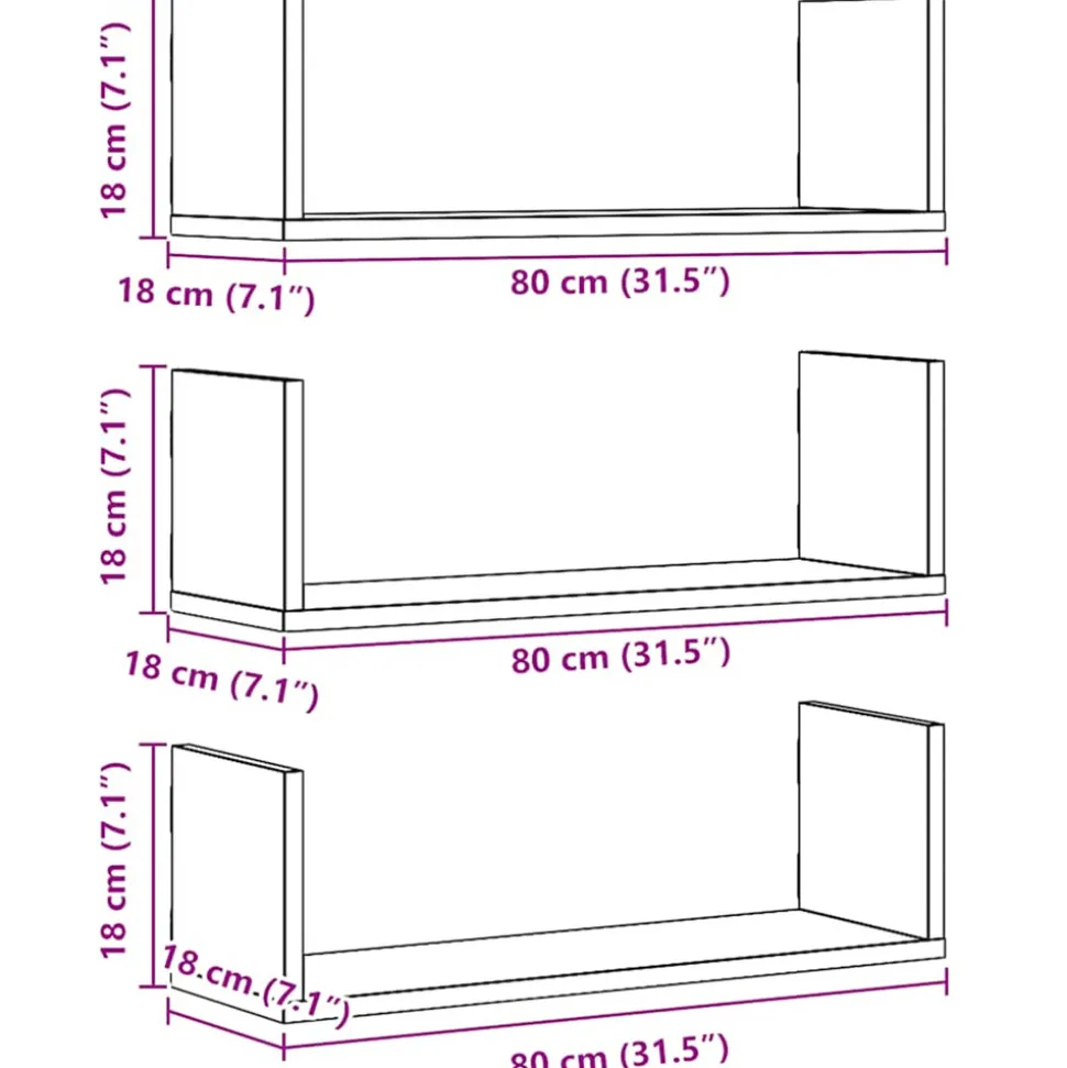 VIDAXL - Étagères murales 3 pcs chêne artisanal bois d'ingénierie