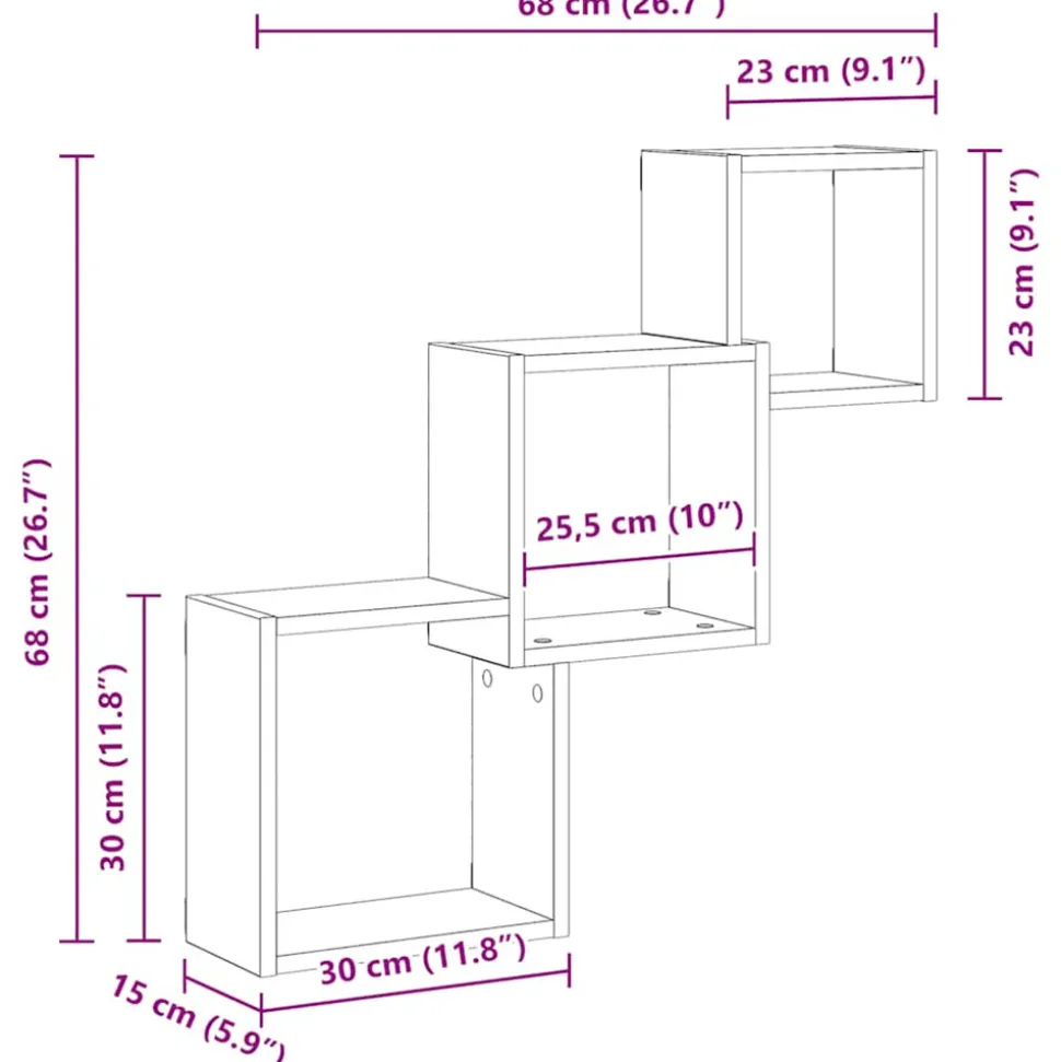 VIDAXL - Étagères murales forme de cube chêne artisanal bois ingénierie