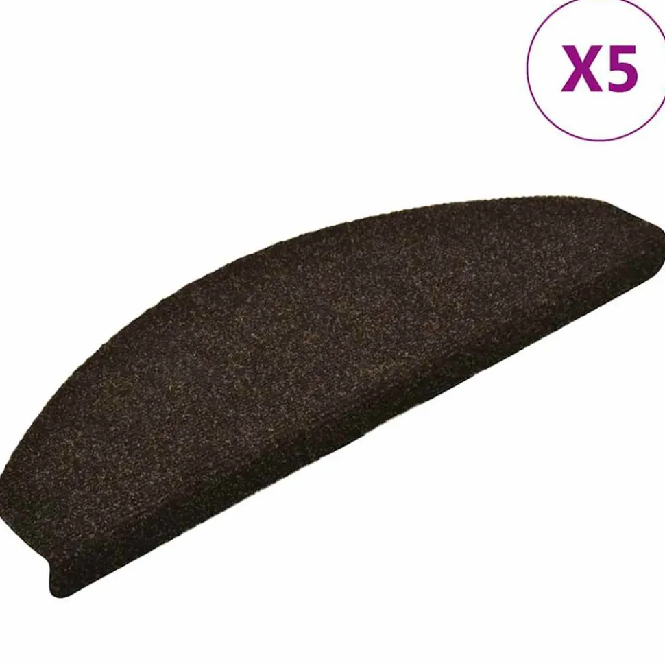VIDAXL - Tapis d'escalier auto-adhésifs 5 pièces 65 x 21 x 4 cm marron foncé demi-rond grand