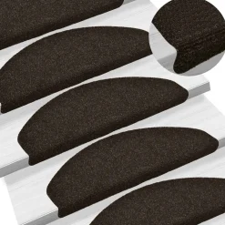 VIDAXL - Tapis d'escalier auto-adhésifs 5 pièces 65 x 21 x 4 cm marron foncé demi-rond grand