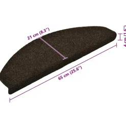 VIDAXL - Tapis d'escalier auto-adhésifs 5 pièces 65 x 21 x 4 cm marron foncé demi-rond grand
