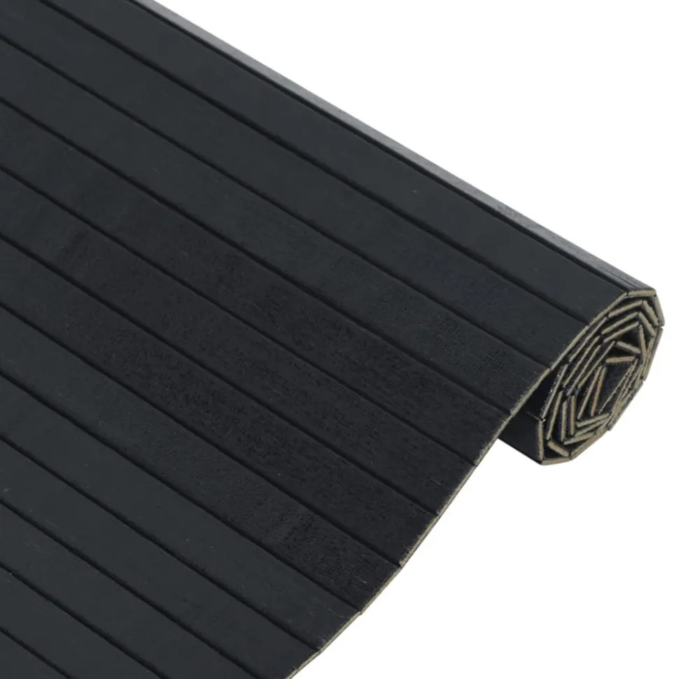 VIDAXL - Tapis rectangulaire noir 70x100 cm bambou