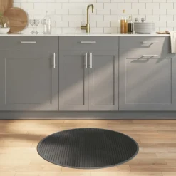 VIDAXL - Tapis rond gris 80 cm bambou