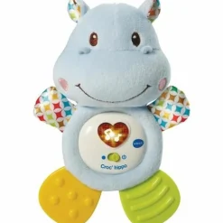 VTECH BABY - Hochet croc'hippo - peluche texturée bleue