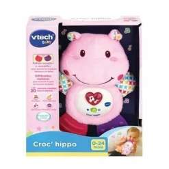 VTECH BABY - Hochet croc'hippo - peluche texturée rose