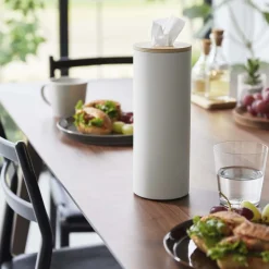 YAMAZAKI - Boîte à mouchoirs ronde en métal tissue