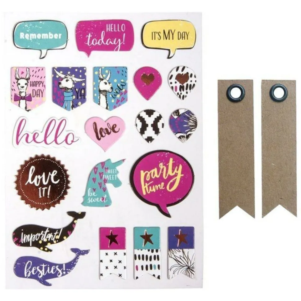 YOUDOIT - 70 stickers summer mix + 20 étiquettes kraft fanion