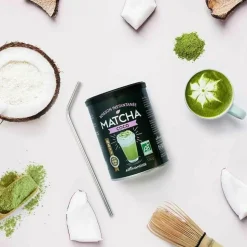 YOUDOIT - Boisson instantanée matcha coco 150 g + 4 pailles en inox