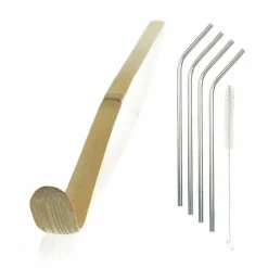 YOUDOIT - Cuillère à thé matcha chashaku + 4 pailles en inox