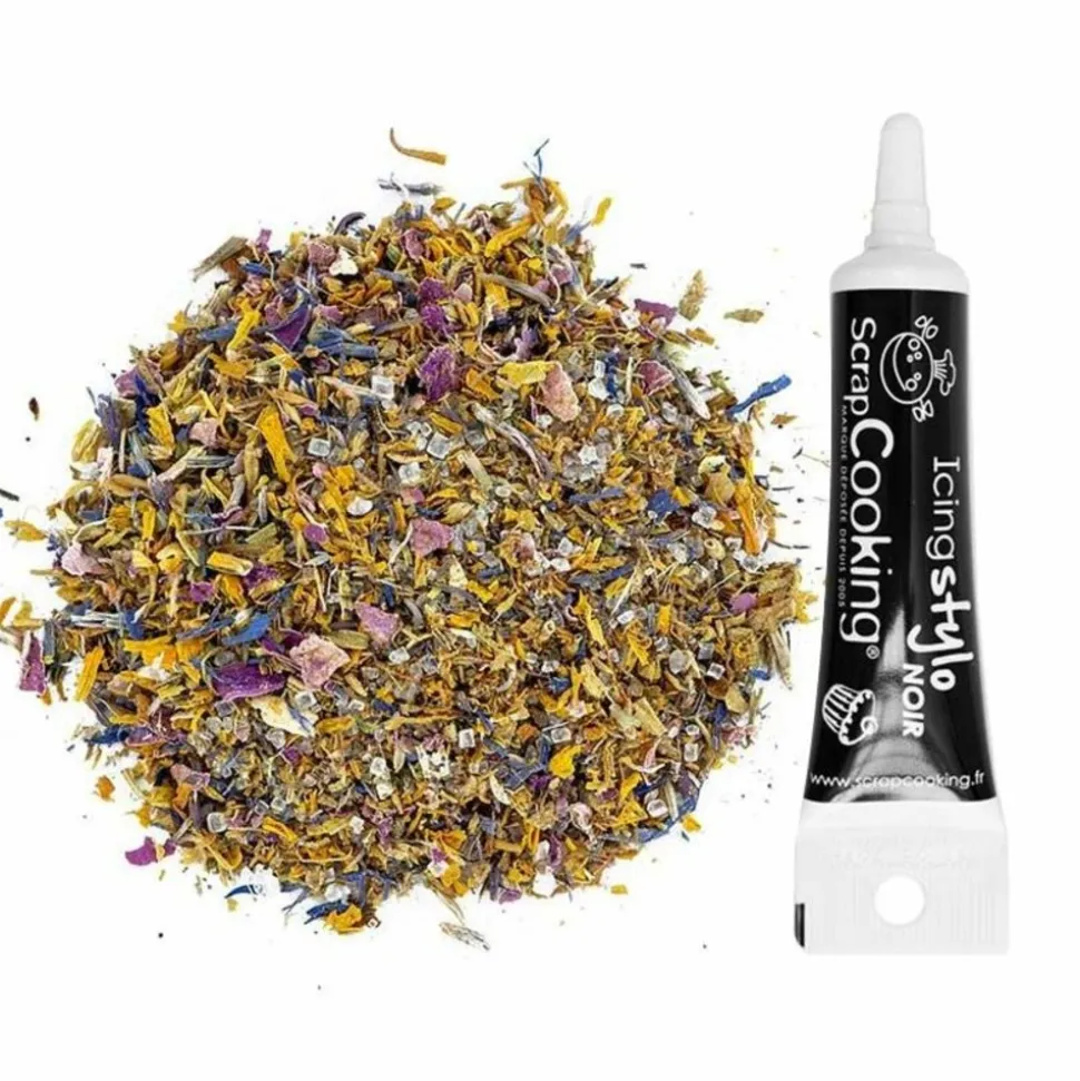 YOUDOIT - Fleurs d'épices crêpes et gâteaux + stylo de glaçage noir