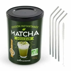 YOUDOIT - Préparation douceur de matcha bio + 4 pailles en inox