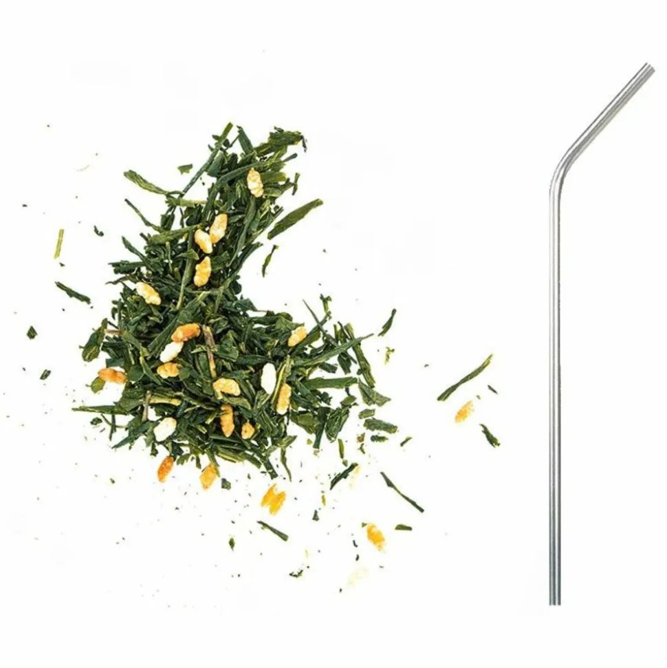 YOUDOIT - Thé vert bio et riz complet genmaicha 100 g + 4 pailles en inox