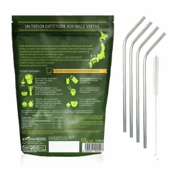 YOUDOIT - Thé vert bio matcha en poudre 50 g + 4 pailles en inox