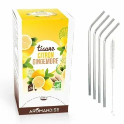 YOUDOIT - Tisane gingembre et citron bio 20 sachets + 4 pailles inox